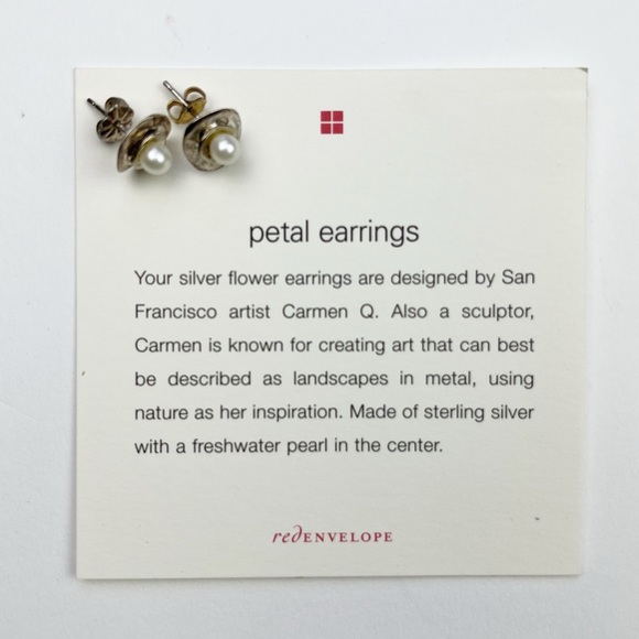 RED ENVELOPE sterling Silver and Pearl Petal Necklace and Earrings Set - Picture 4 of 14